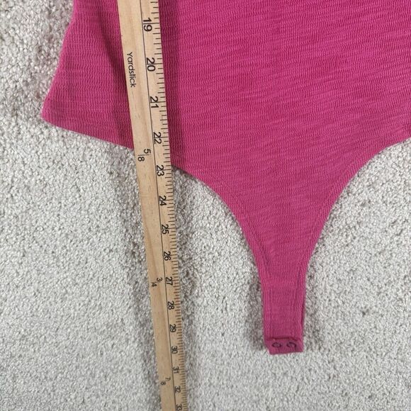 N Philanthropy Irene Bodysuit NWT Small Pink Ribbed Cutout Short Sleeve Crew - Picture 8 of 12